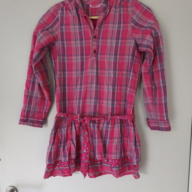 Pink check shirt dress