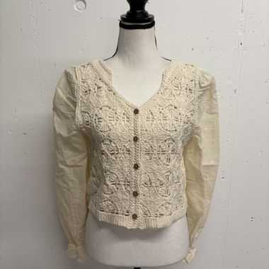 Amy & Roma Boho Lace Blouse S Crocheted