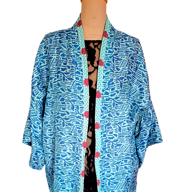 Vintage Blue Kimono – Bohemian Lightweight Jacket