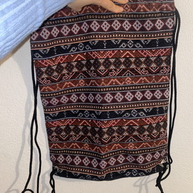 Drawstring backpack with ethnic pattern