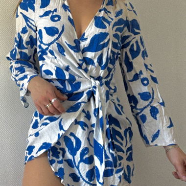Zara Blue Floral Wrap Dress