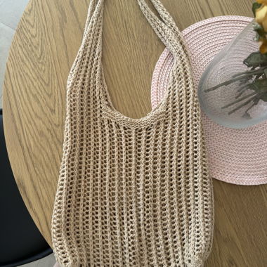 Tote en tricot beige