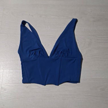 Top corsetto blu con scollo a V