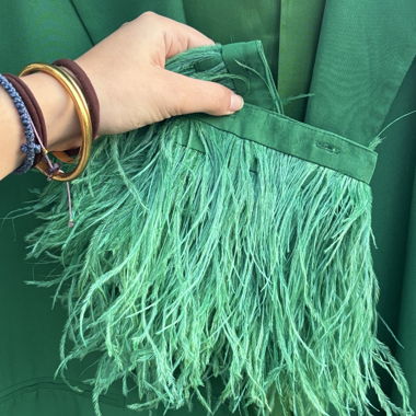 Blazer vert Zara avec plumes amovibles