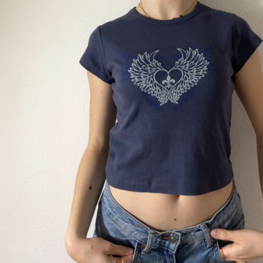 Y2K inspired dark blue T-shirt
