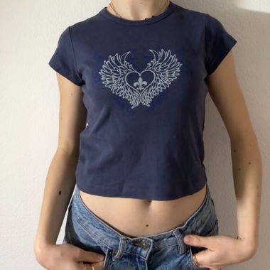 Y2K inspired dark blue T-shirt