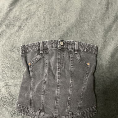 Top corset en jean gris