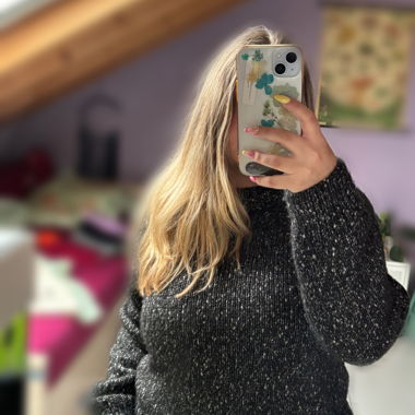 Pull en maille MNG noir chiné S