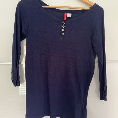 T-shirt a maniche lunghe blu navy