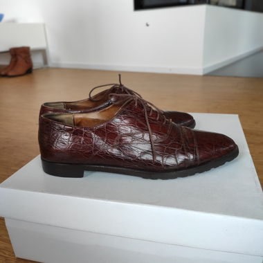 Chaussures à lacets en cuir effet croco, taille 38