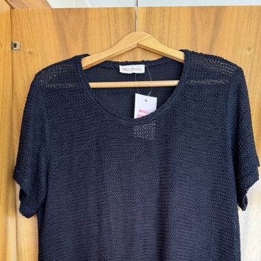 Schwarzer Grob Strick Pullover 