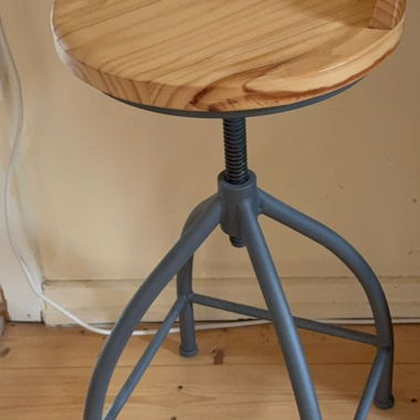 Wooden stool with metal frame