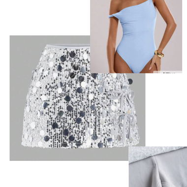 Ensemble deux pièces : body et mini-jupe à paillettes