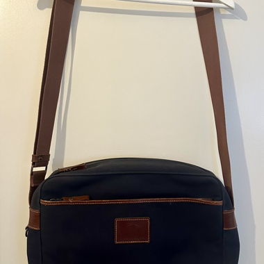 Sac bandoulière Longchamp bleu et cuir