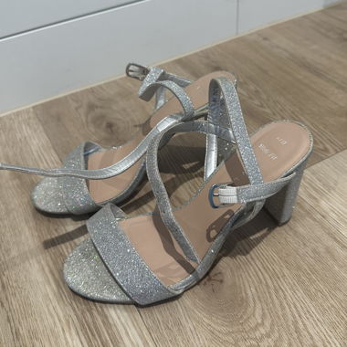 Silver Glitter High-Heels Wide Fit