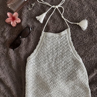 Haut en maille blanc avec encolure à bretelles s/m