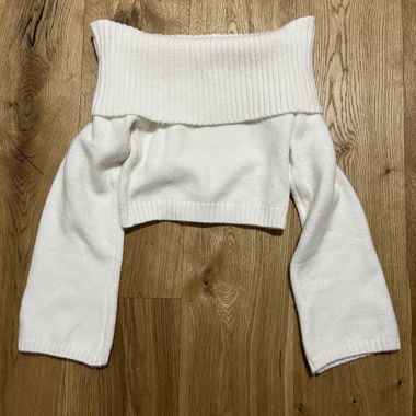 Weisser Off Shoulder Pullover Top