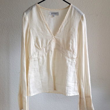 ZARA WOMAN vintage boho cream pure linen blouse