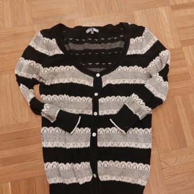Cardigan lungo a righe in maglia