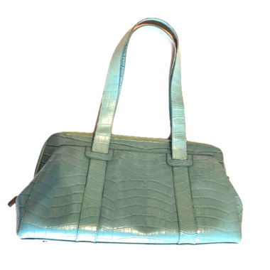 turquoise faux croc handbag