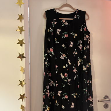 Black Floral Dress Without Sleeves Vintage