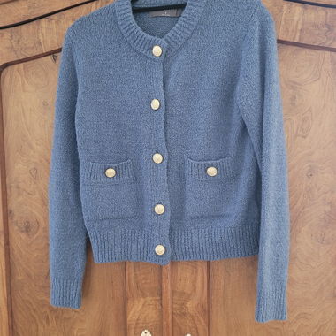 Blauer Strick-Cardigan Gr. S