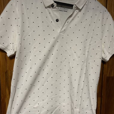 White Polo with Triangle Pattern