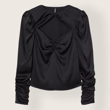 Black Satin Blouse Top