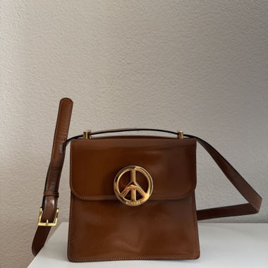 Moschino Ledertasche Peace Zeichen braun