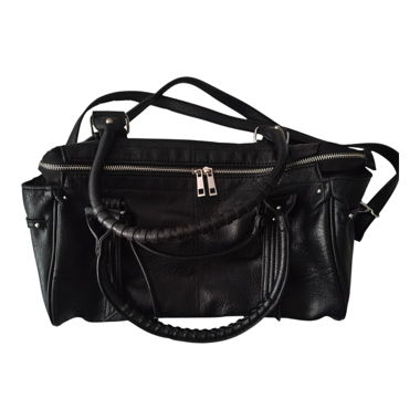 Black leather handbag