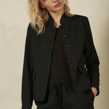 Blazer Nile con collo alla coreana petrolio 34 cotone biologico