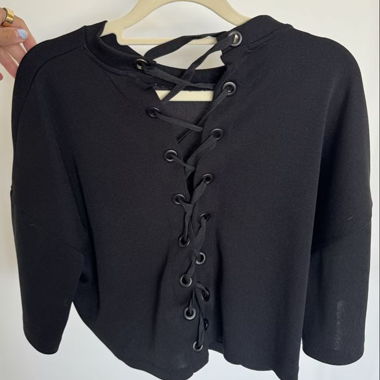 Black Lace-Front Top