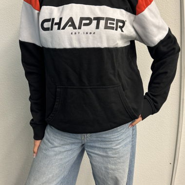 Hoodie noir, blanc et rouge avec imprimé