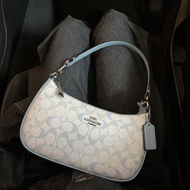 Mini borsa crossbody Teri in tela signature blu