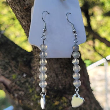 Boucles d'oreilles en perle de Labradorite claire 