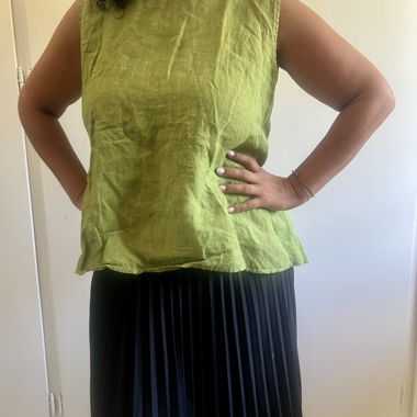 Top smanicato verde lime 100% lino