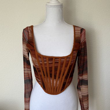 Top corsetto arancione rosso PLT - S