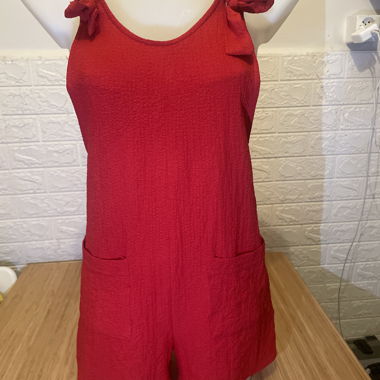 Red Dungaree Shorts