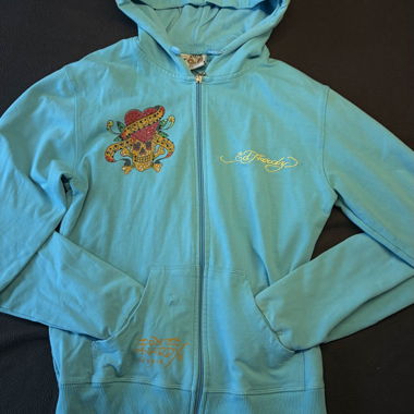 Ed Hardy türkisfarbener Zip-Hoodie