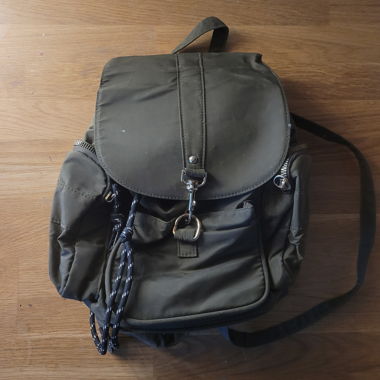 Mini backpack with many pockets in dark green