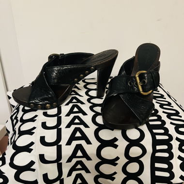 Mules noires à talon bois Grey Mer