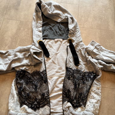 Grey Lace Hoodie