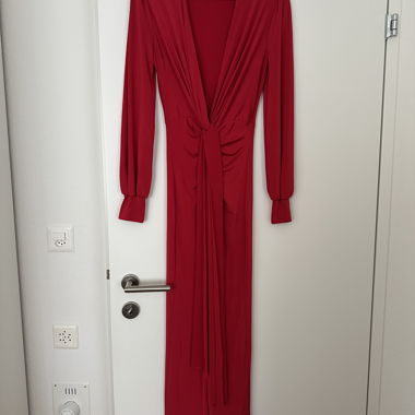 Robe portefeuille rouge à manches longues