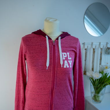 Pink hooded jacket with zipper