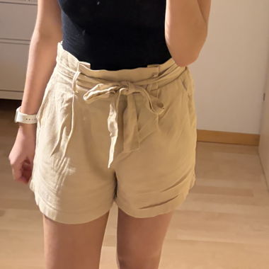 Beige Linen Shorts Size 38