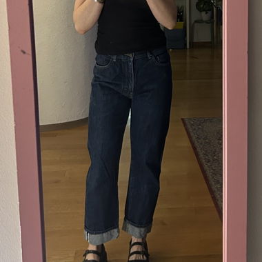 Jeans dritti con risvolto