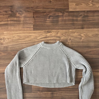 Grauer cropped ZARA Strickpullover