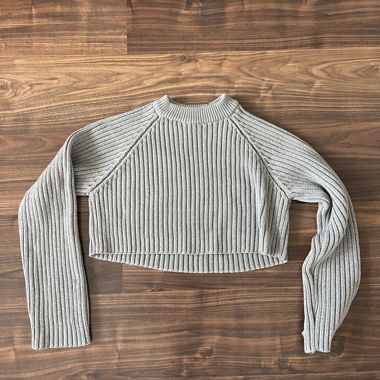 Grauer cropped ZARA Strickpullover