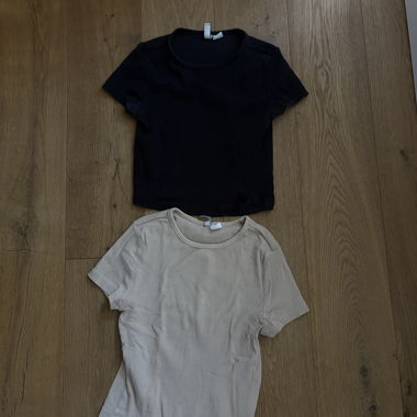 H&M Divided Basic T-Shirts Schwarz/Beige 