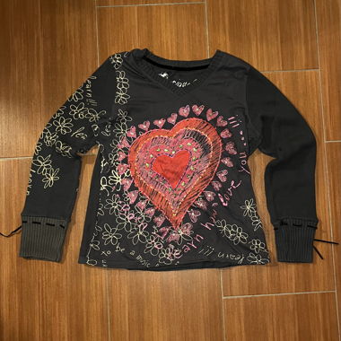 Desigual Top Schwarz Herz